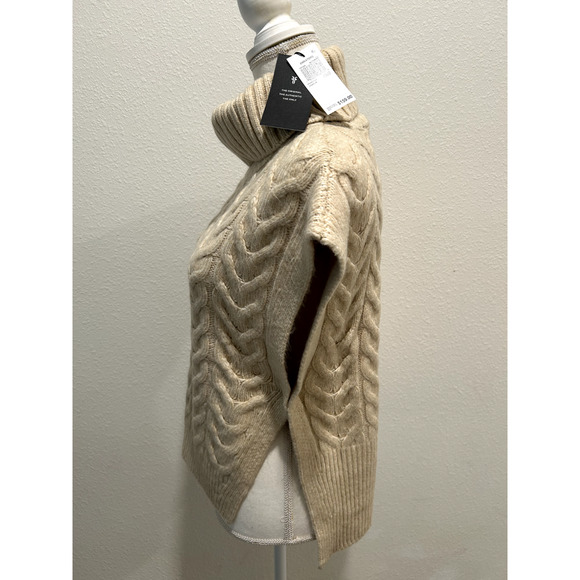 FRYE Women's High-Low Turtleneck Sweater Vest Salt Breeze Color Knit Pullover - Picture 5 of 7